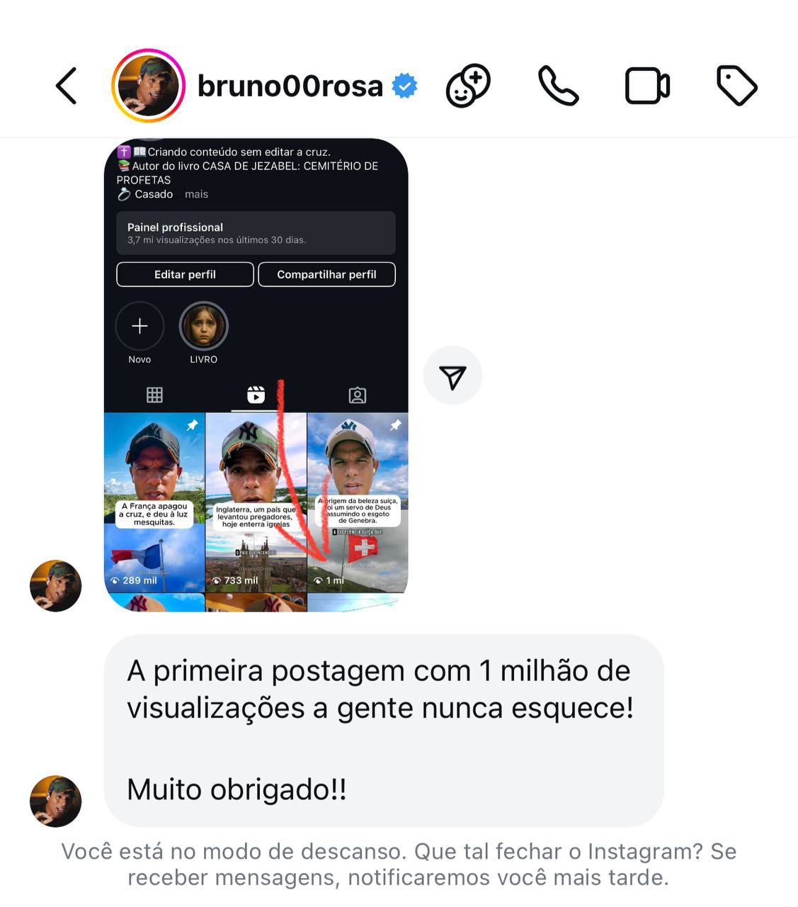 Print de depoimento de aluno no direct
