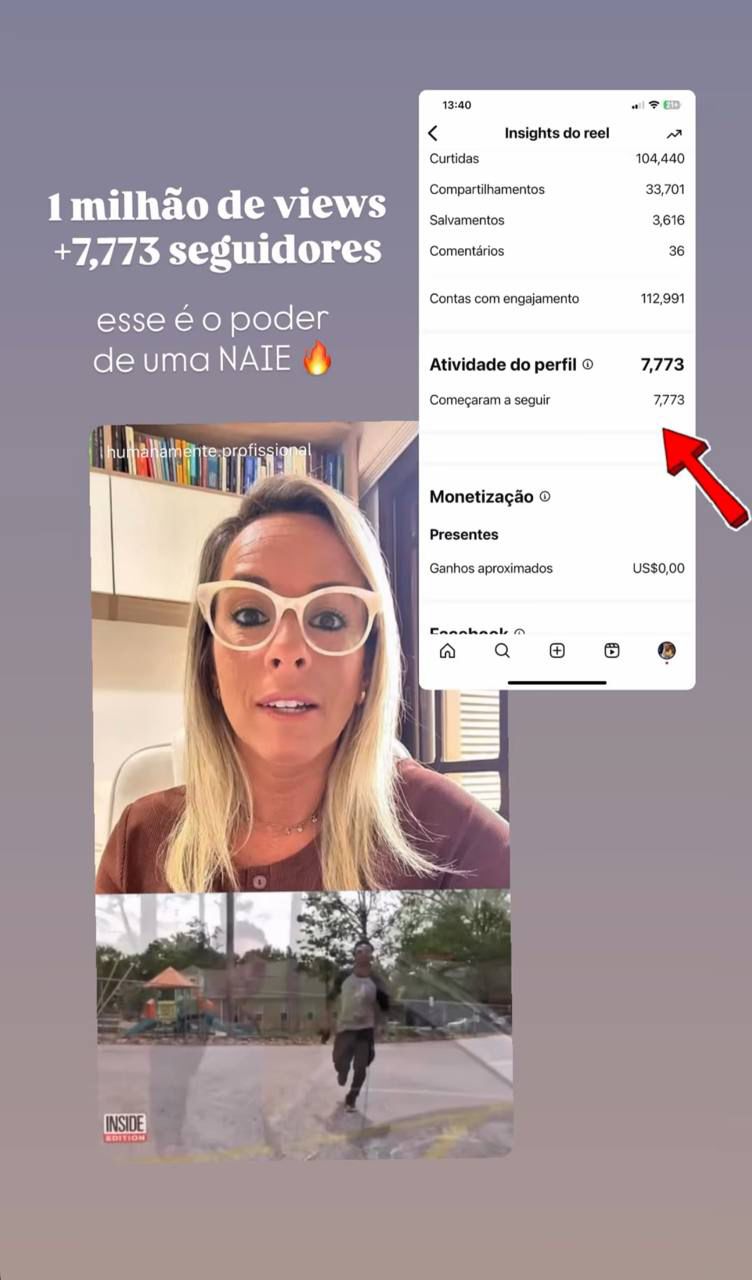 Print de depoimento de aluno no direct